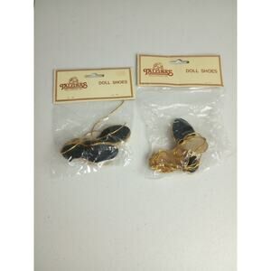 Tallina's Doll Shoes Size 3 & 4 High Heels Gold Black Strappy Open Toe Style 280